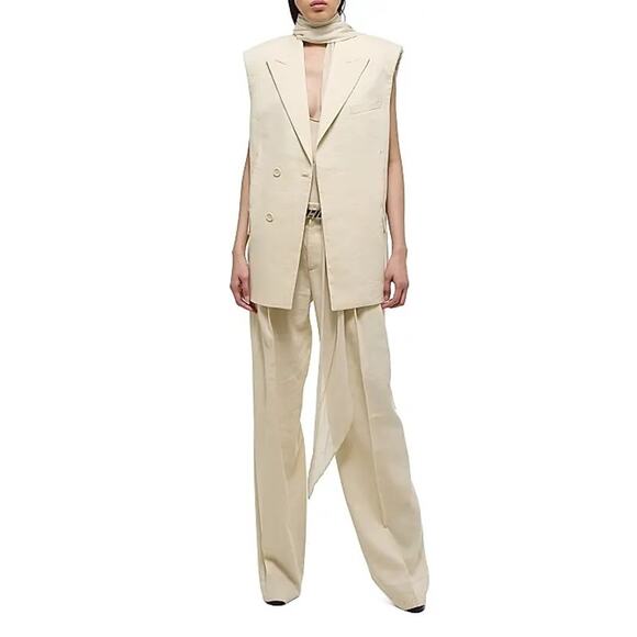 HELMUT LANG Oversized Linen-Blend Blazer Vest Large - Picture 9 of 14